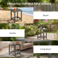 Outsunny Outdoor Side Table, Garden Coffee Table, All-Weather Adirondack Side Table for Garden, Beach, Indoor Outdoor, Grey(m-7)