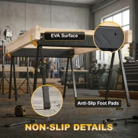 HOMCOM Set de 2 suporturi pentru fierăstrău pliabile înălțime reglabilă pentru lemn 2x4 cu mâner cârlige susține până la 500 kg negru(m-5)