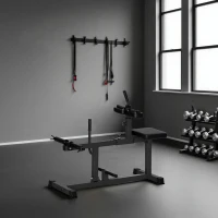 HOMCOM Presse à mollets - poste cuisses et mollets - banc de musculation réglable acier renforcé noir(m-7)