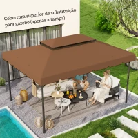 Outsunny Toldo de Substituição para Pérgola 400x300 cm com Duplo Teto e 8 Orifícios de Drenagem Marrom(m-2)