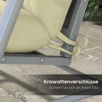 Outsunny 4er-Set Sitzkissen, 150x50 cm wasserabweisend Stuhlkissen mit Bindebänder, 10cm dick Cremeweiß(m-5)