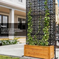 Outsunny Panneau Brise Vue décoratif Extérieur Claustra Décoratif Jardin 3 Panneaux à motif géométrique métal 92x40x192cm Noir(m-9)