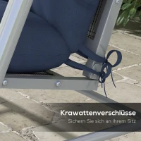 Outsunny 4er-Set Sitzkissen, 150x50 cm wasserabweisend Stuhlkissen mit Bindebänder, 10cm dick Marineblau(m-5)