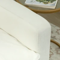 HOMCOM Polstersessel mit Armlehnen, neigbare Rückenlehne, Kautschukholzbeine, Cremeweiß(m-9)