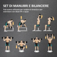 HOMCOM Set 2 Manubri Antiscivolo con 16 Dischi Pesi da 30 kg  totali e Connettore, in Acciaio, HDPE e Sabbia, Nero(m-4)