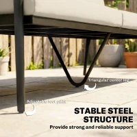 Outsunny 2 Seater Rattan Sofa, Outdoor Garden Sofa with Wood-Effect Armrests, Cushions for Patio, Balcony, Khaki(m-7)