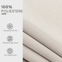 Outsunny Telo di Ricambio per Tenda Parasole Retrattile 3x2.5 m in Poliestere Anti UV 50+ Crema(m-5)