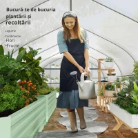 Outsunny Seră de grădină tunel cu acoperiș PE cadru din oțel ușă rulabilă și 12 ferestre 8 x 3 x 2 m alb(m-4)