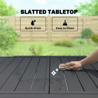Outsunny Rozkładany Stół Ogrodowy 80/160 x 80 cm Aluminiowy Stół Jadalniany na 4-6 Osób, Prostokątny z Lamelowym Blatem(m-5)