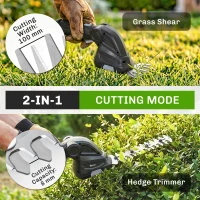 Outsunny 2-in-1 Cordless Hedge Trimmer & Grass Shear with 7.2V 2 x Rechargeable 2000mAh Batteries, 2 Changeable Blades(m-4)