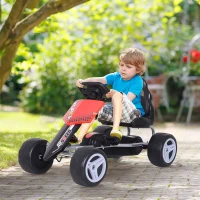 HOMCOM Kart à pédales Go Kart Formule 1 Racing Avant et Arrière Pour Enfants à partir de 3 Ans Noir Rouge(m-10)