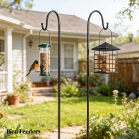 Outsunny Haki pasterskie 160cm, 2 sztuki haki z 5 zębami, uchwyt na lampy solarne, kosze na rośliny, czarne(m-7)