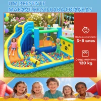AIYAPLAY Castelo Insuflável Aquático 8 em 1 com Soprador 550W Escorrega Trampolim Escalada Piscinas Cesto Lançamento de Argolas(m-9)