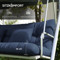 Outsunny 4er-Set Sitzkissen, 150x50 cm wasserabweisend Stuhlkissen mit Bindebänder, 10cm dick Marineblau(m-6)