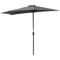 Outsunny Parasol Demi-Rond Métal Gris Noir