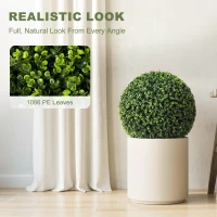 HOMCOM 52 cm Kunstmatige Eucalyptusballen in Set van 2, UV-bestendige Decoratieve Planten met 1086 Bladeren voor Binnen en Buiten(m-4)