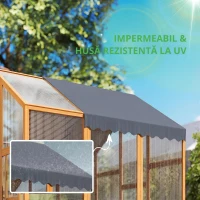 PawHut Coteț pentru găini 3,07 m² tarc exterior din lemn cu husă impermeabilă, încuietoare de siguranță, pentru 6-8 găini 1,7 x 1,8 x 1,8 m(m-8)