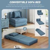 HOMCOM Fotel-łóżko, fotel relaksacyjny, łóżko dla gości, zdejmowany pokrowiec, 70 cm x 70 cm x 61 cm, ciemnoniebieski(m-4)