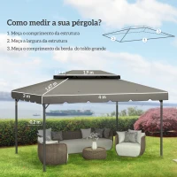 Outsunny Toldo de Substituição para Pérgola 400x300 cm com Duplo Teto e 8 Orifícios de Drenagem Cinza Claro(m-3)