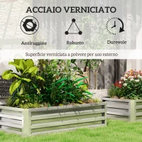 Outsunny Letto per Orto Rialzato a Fondo Aperto con Rivestimento in Acciaio Zincato, 120x60x30.5 cm, Argento(m-4)