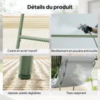 Outsunny Ensemble bistrot de jardin 3 pièces, salon de jardin extérieur avec 2 chaises, table basse et coussins, gris clair(m-6)