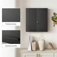 kleankin Szafka medyczna, zamykana szafka na leki z 2 drzwiami i 6 półkami, czarny(m-6)