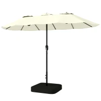 Outsunny Parasol de jardin extérieur parasol double face rectangulaire base et sacs de sable protection UV 50+ 295x148cm beige(m-1)