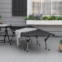 Outsunny Lit de camp pliable portable lit d'appoint avec sac de transport  hauteur réglable châssis démontables structure aluminium léger stable tissu Oxford 600D 190 x 65 x 38 cm noir(m-10)