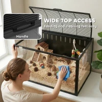 PawHut Hamster Cage Steel Chewproof with Openable Top, Deep Burrow for Dwarf Syrian Hamster, Gerbil, Rats, 81 x 51 x 53 cm(m-5)