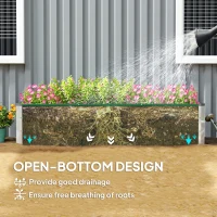 Outsunny Stalowa donica ogrodowa z 3 osobnymi obszarami do uprawy, otwarty dół, prosty montaż, 183 x 47 x 40cm, Zielony(m-5)