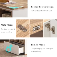 Lift-Top Coffee Table with Storage, 3 Drawers and Adjustable Height, 100x51x47 cm, White & Oak(m-8)