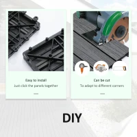 Outsunny WPC Interlocking Decking Tiles, Pack of 11 Interlocking Patio Paving Slabs, 30 x 30 x 2.2 cm, Grey(m-6)