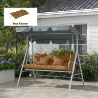 Outsunny Set da 4 Cuscini per Seduta Idrorepellenti con Lacci, 10 cm di Spessore, 150x50 cm, Marrone(m-2)