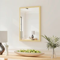 HOMCOM Miroir mural rectangulaire 60 x 40 cm, cadre en bois naturel, idéal pour la salle de bain, salon ou chambre(m-10)