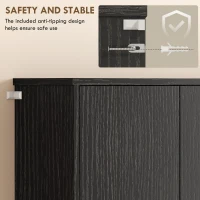 HOMCOM Szafka kuchenna z blatem, 6 drzwi, wysoka szafka z półkami, czarna(m-7)