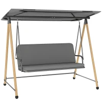 Outsunny Dondolo 3 Posti con Tettoia Regolabile e Cuscino, in Acciaio, Texteline e Poliestere, 208x125x180 cm, Grigio(m-1)