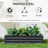 Outsunny Set of 2 Raised Beds for Garden, Galvanised Outdoor Planters for Herbs Vegetables, Use for Patio Balcony, Grey(m-4)