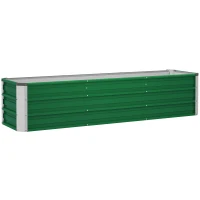 Outsunny Stalowa donica ogrodowa z 3 osobnymi obszarami do uprawy, otwarty dół, prosty montaż, 183 x 47 x 40cm, Zielony(m-1)