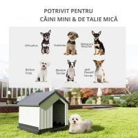 PawHut Niche pentru câine pentru exterior, adăpost impermeabil cu fereastră, din plastic, 62lungime x 61Lățime x 60Înălțime cm, gri(m-6)