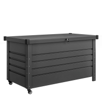 Outsunny Caja 430 L, Caja metálica con tapa con cerradura, ruedas, asas laterales, Gris