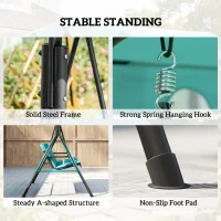 Outsunny Three-Seater Garden Swing Chair, with Adjustable Canopy - Blue(m-5)