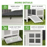 PawHut Wooden Chicken Coop with Pull-Out Tray Nesting Box for 1-2 Chickens(m-8)