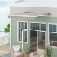 Outsunny Store banne électrique et Manuel rétractable 250L x 200l cm télécommande fournie alu. Polyester Haute densité, crème(m-10)