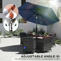 Outsunny 2.6 m Garden Parasol Umbrella with Aluminium Pole, Outdoor Patio Umbrella with Tilt and Crank, Vent, Navy Blue(m-5)
