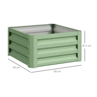 Outsunny Set of Two 60 x 60cm Steel Planter Boxes - Light Green(m-3)