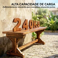 Outsunny Banco de Jardim em Madeira Banco Rústico Exterior de 2 Lugares com Base em Forma de X Suporta 240kg 114x40x46cm Carbonizado(m-5)