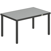 Outsunny Mesa de Comedor de Jardín para 6 Personas con Superficie de Listones Estructura de Acero 140x90x74 cm Gris