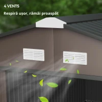 Outsunny Șopron unelte grădină, rezistent la intemperii, feronerie de ventilație, uși glisante, Oțel, Maro(m-4)