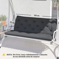 Outsunny Almofada para Banco de Jardim ou para Balanço de Jardim 120x110x12 cm de 2 Lugares com 6 Cordões de Fixação Preto(m-3)