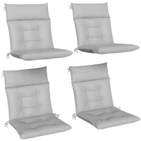 Outsunny Patio Chair Cushions Set of 4, Waterproof Non-Slip Lounge Chair Cushions, 112x53cm, Light Grey(m-10)